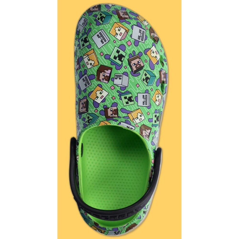 Minecraft Boys Green Pixel EVA Clog Shoes Water Sandals Size 4 NWT
